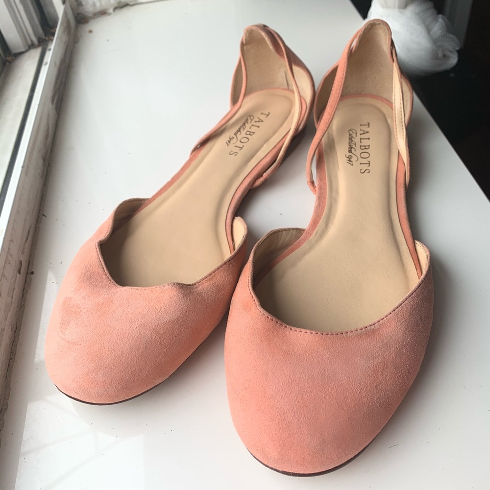 Talbots Coral Suede Flats w/ back strap